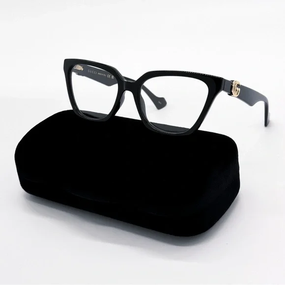 NEW GUCCI GG1542S 001 CAT EYE BLACK BROWN/CLEAR WOMEN SUNGLASSES GUCCI - Picture 3 of 16